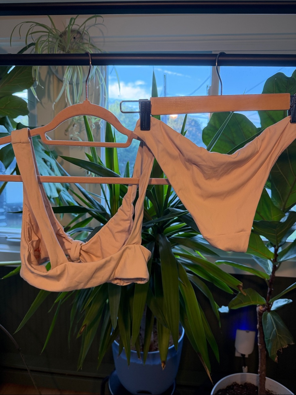 Knot-Front Ribbed Bikini Set in Cream - Picture 4 of 4
